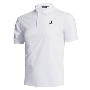 Mens Casual Solid Color Embroidery Quick Drying Golf Shirt Breathable Short Sleeve Tops